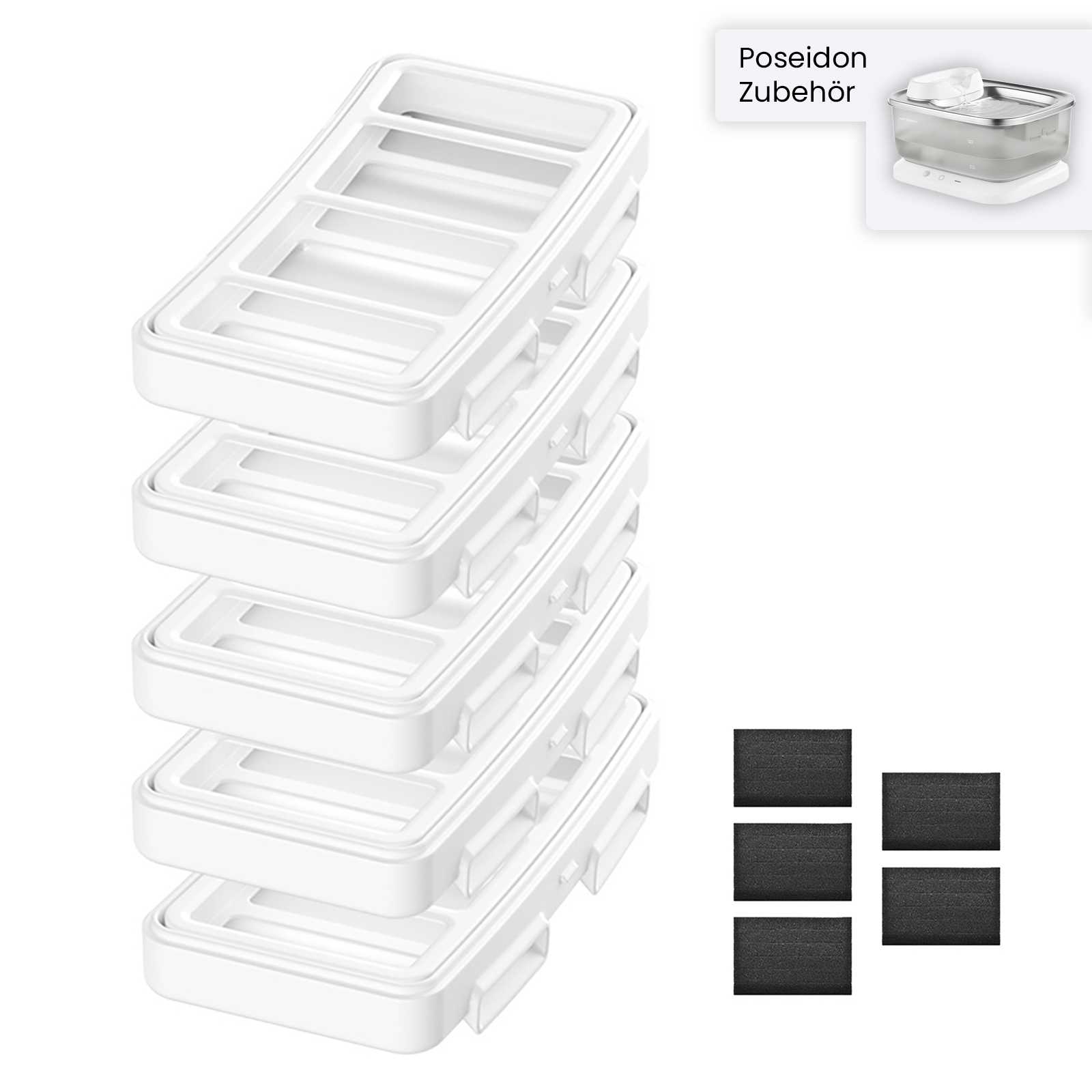 5er Filter-Set für Poseidon Series Kabelloser Haustier-Trinkbrunnen